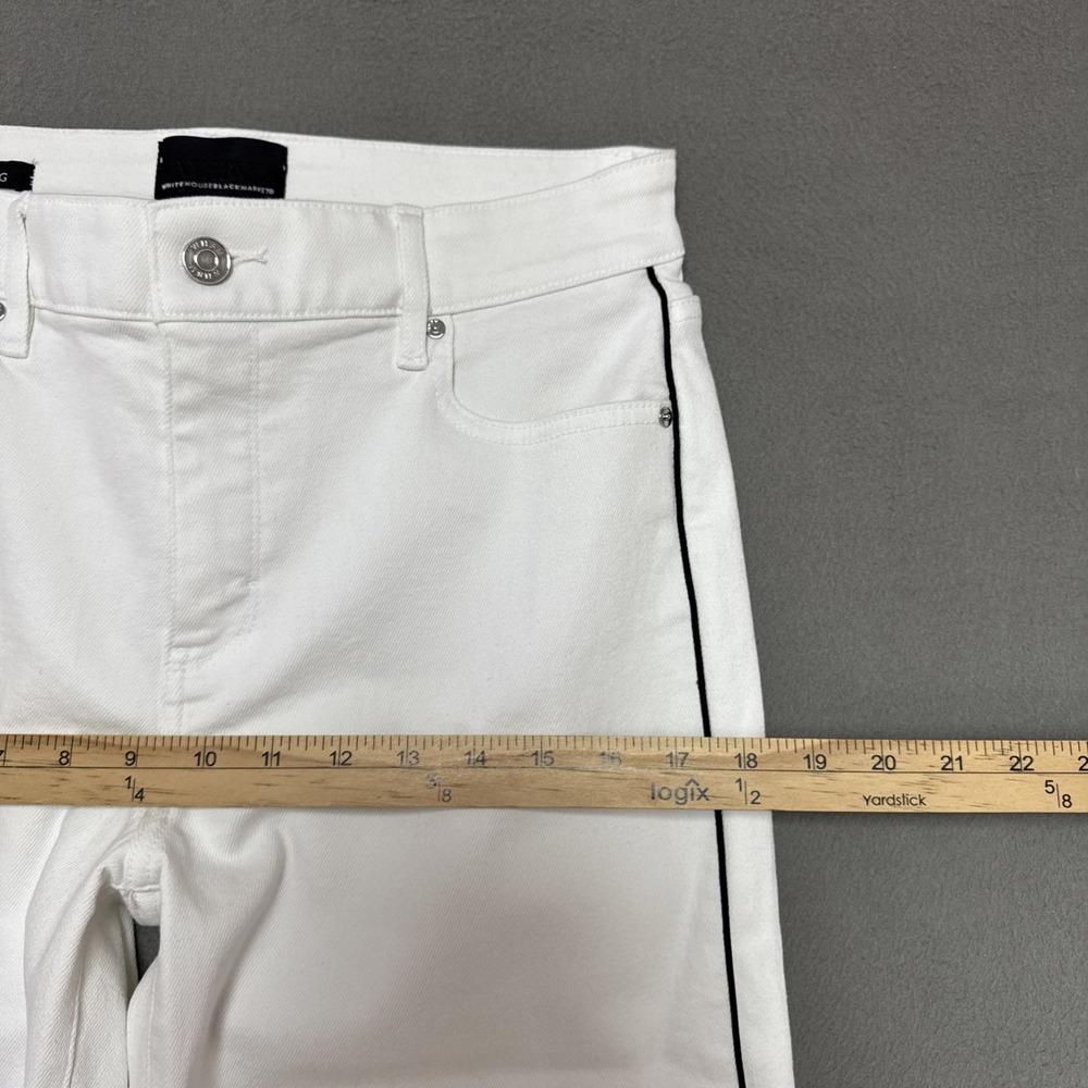 White House Black Market Contrast Seam Wide Leg Jeans Womens 6 Long 30x32 Flare - Picture 3 of 12